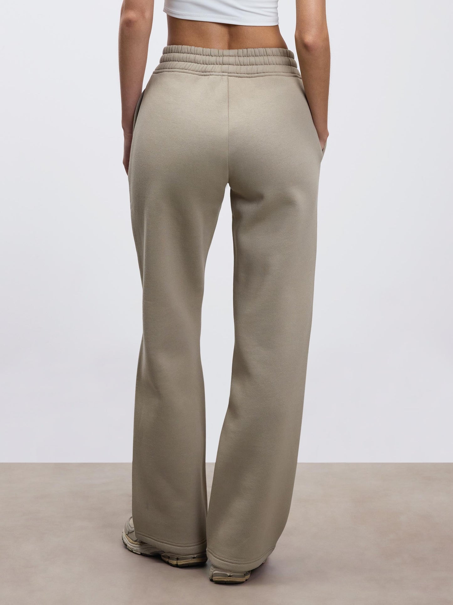 Womens Jogger Pants in Stone - Relaxed Straight Leg, Soft Touch Fleece with Adjustable Waistband and Pockets 2