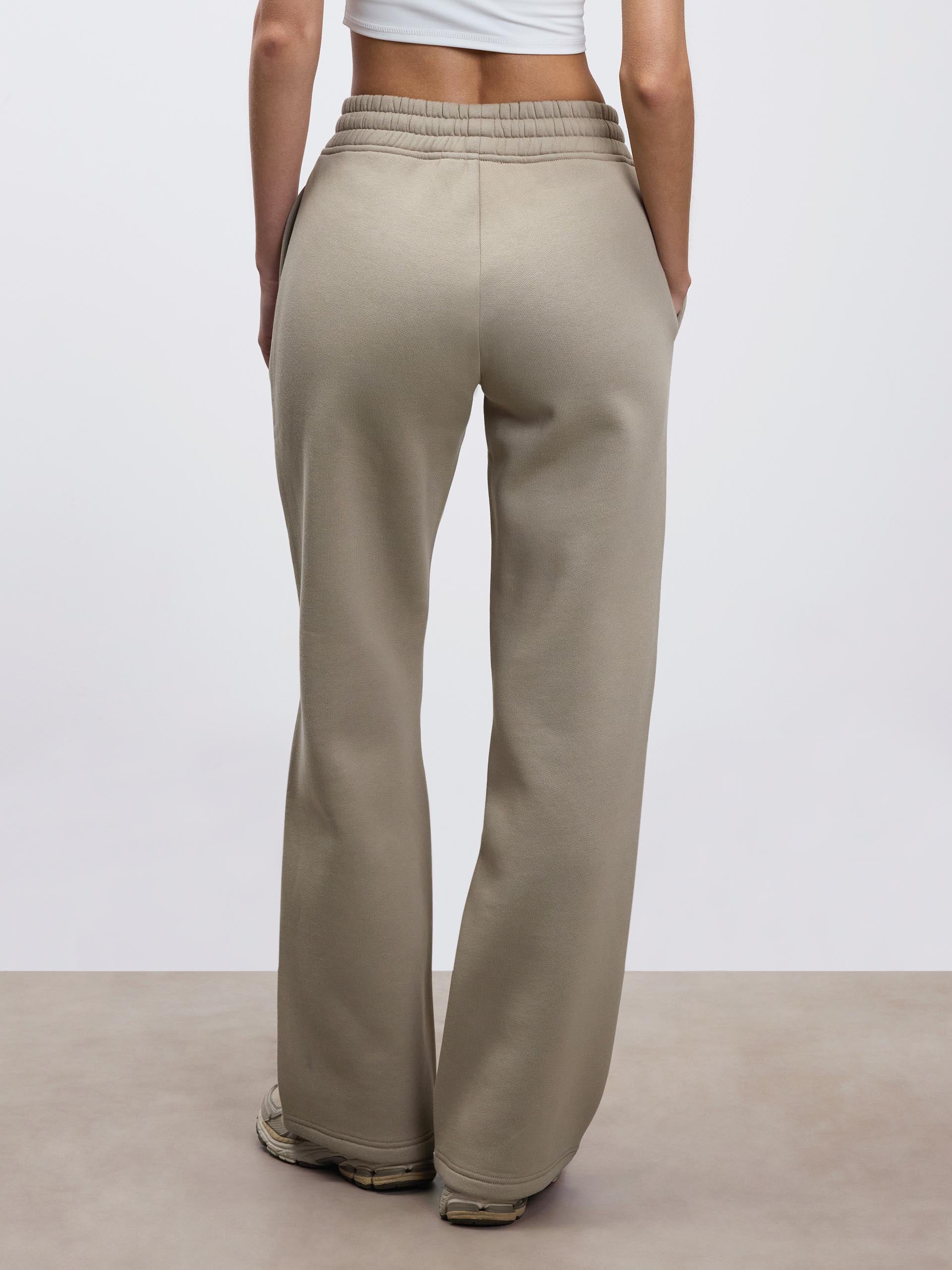 Womens Jogger Pants in Stone - Relaxed Straight Leg, Soft Touch Fleece with Adjustable Waistband and Pockets 2